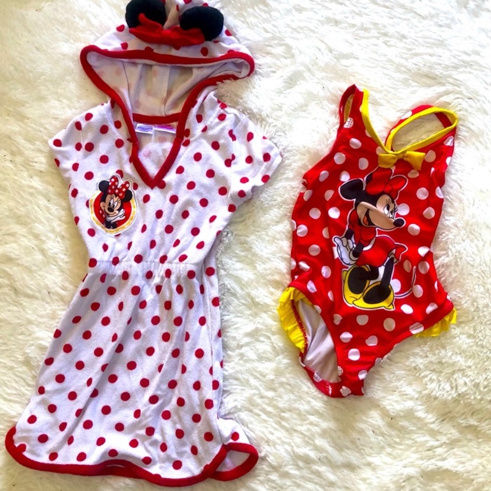 Minnie Mouse bathing suit and matching coverup